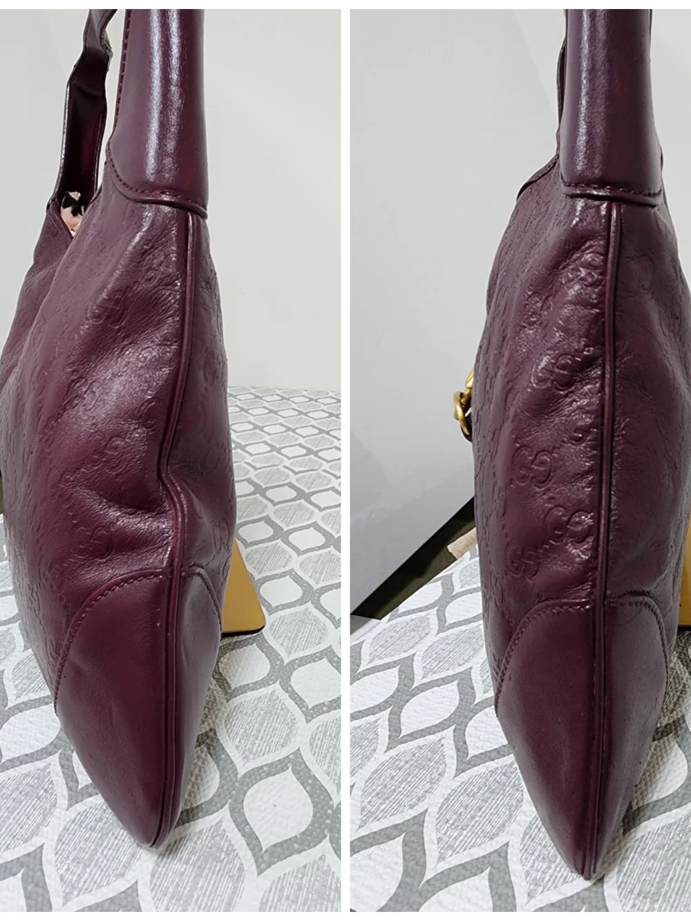 GUCCI Guccissima Leather Jackie O Hobo Bag Burgundy
